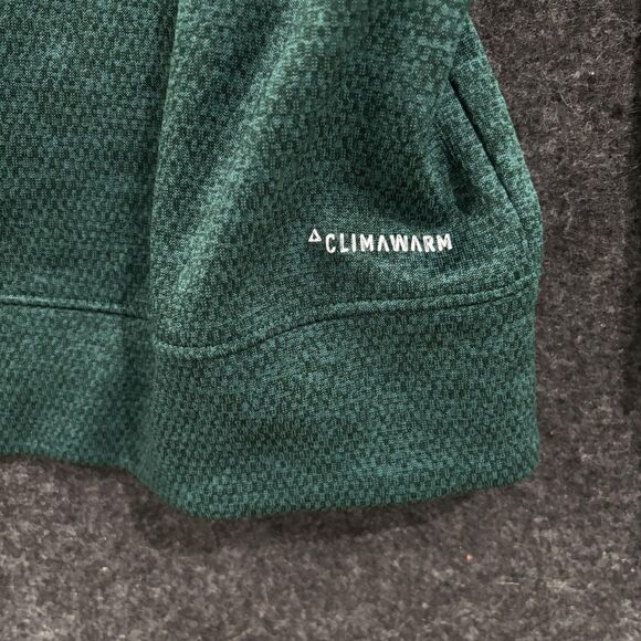 Adidas Hoodie Men's Medium Green ClimaWarm Pullover Sweatshirt Kangaroo Pocket - Picture 3 of 10